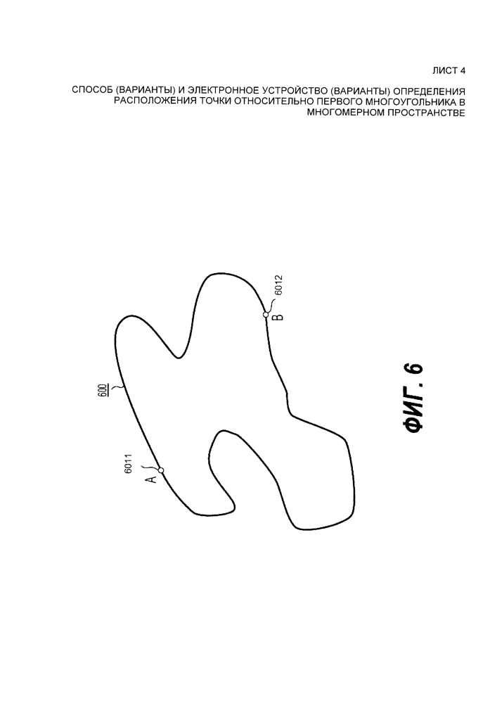 Способ (варианты) и электронное устройство (варианты) определения расположения точки относительно первого многоугольника в многомерном пространстве (патент 2608870)