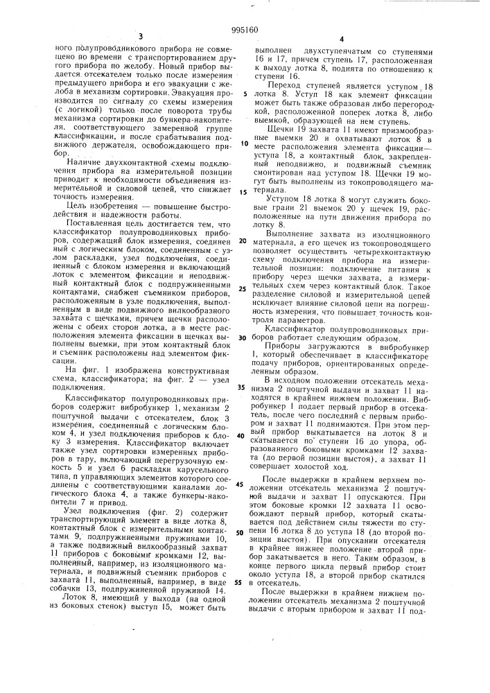 Классификатор полупроводниковых приборов (патент 995160)