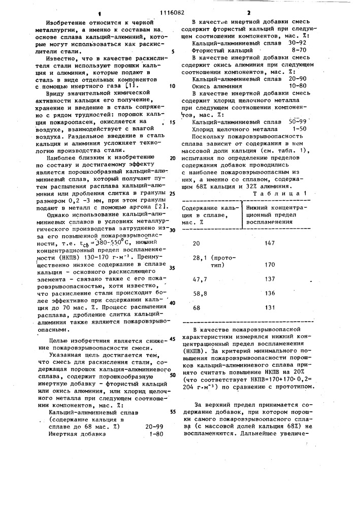 Смесь для раскисления стали (патент 1116082)