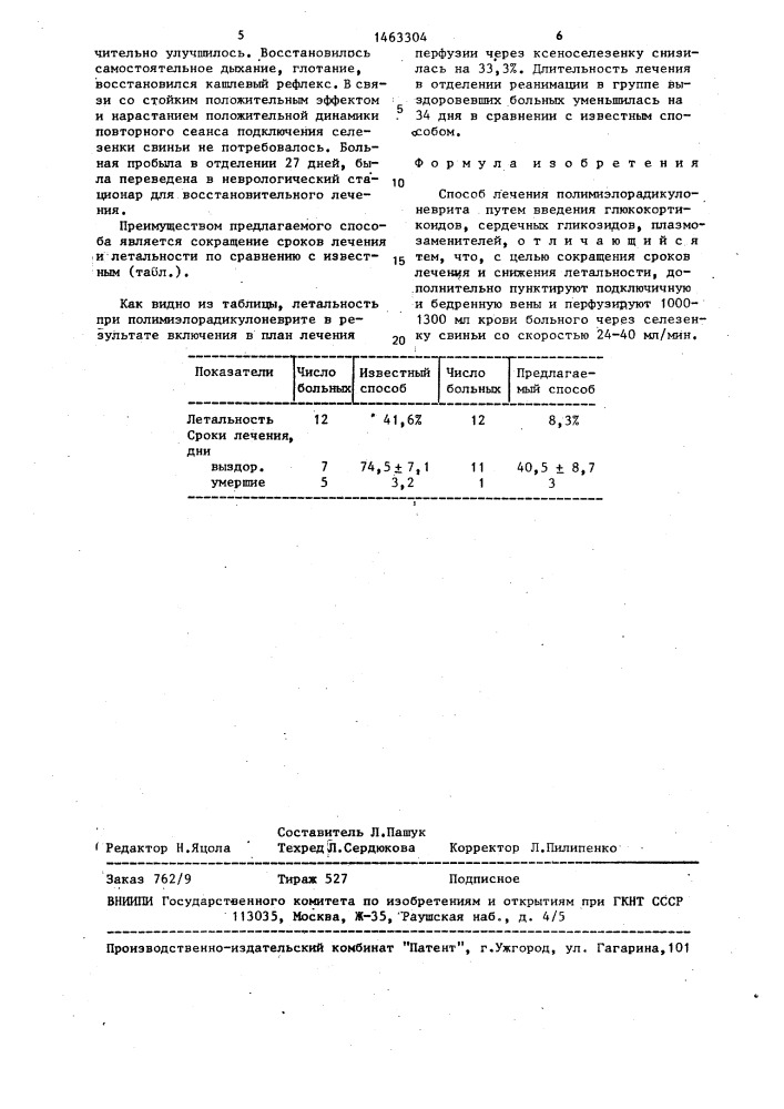 Способ лечения полимиэлорадикулоневрита (патент 1463304)