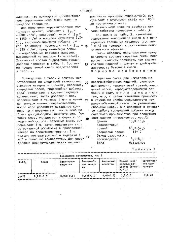 Сырьевая смесь для изготовления керамзитобетонных изделий (патент 1601095)