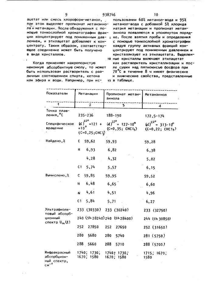 Способ получения алкалоидов метанзинола, метанацина и пропионата метанзинола (патент 938746)