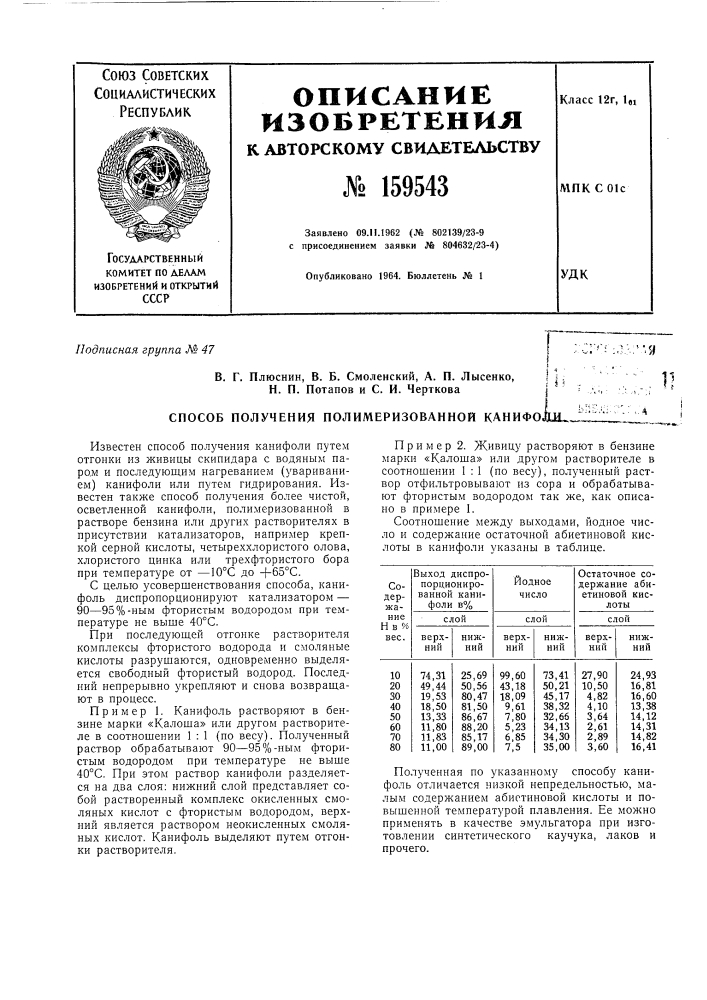 Патент ссср  159543 (патент 159543)
