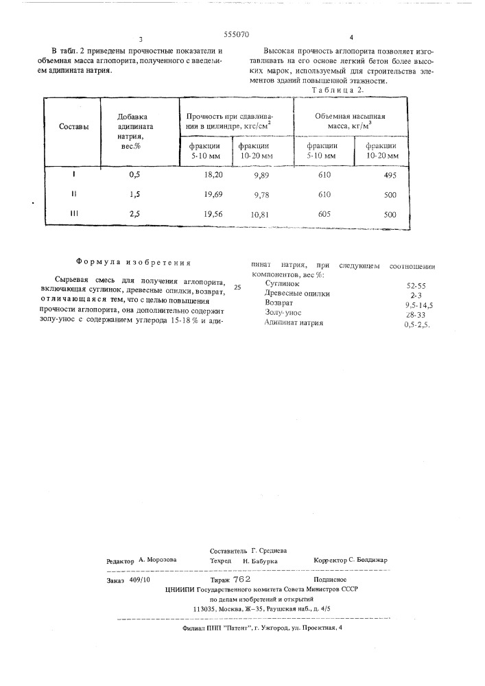 Сырьевая смесь для получения аглопорита (патент 555070)