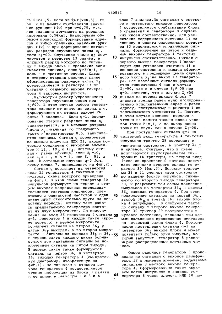 Управляемый генератор случайных чисел (патент 960812)