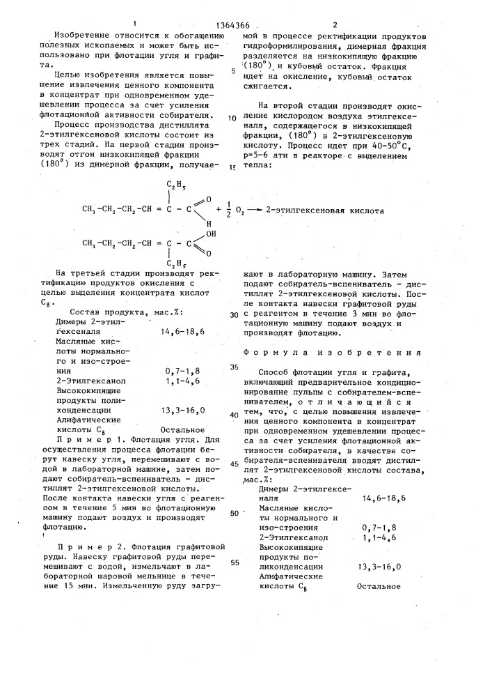 Способ флотации угля и графита (патент 1364366)