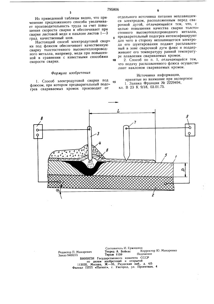 Способ электродуговой сварки подфлюсом (патент 795806)