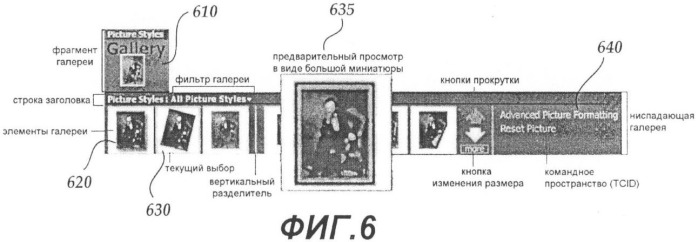 Улучшенный пользовательский интерфейс для отображения галереи вариантов форматирования, применяемых к выбранному объекту (патент 2405185)