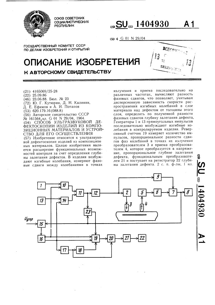 Способ ультразвуковой дефектоскопии изделий из композиционных материалов и устройство для его осуществления (патент 1404930)