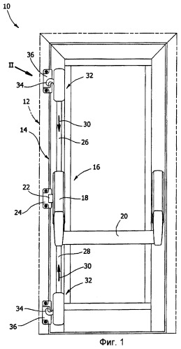 Вспомогательный охранный модуль для дверей, оснащенных открывающим устройством &quot;анти-паника&quot; (патент 2435013)