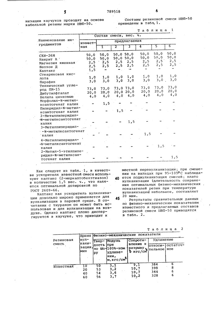 -метилксантогенаты морфолина или пиперидина, являющиеся ускорителями вулканизации кабельных резин (патент 789518)