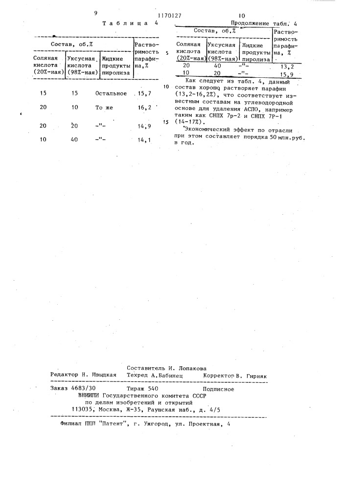 Состав для обработки призабойной зоны пласта (патент 1170127)