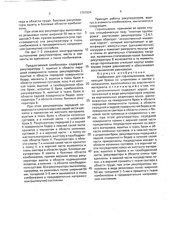Комбинезон для горнолыжников (патент 1797824)