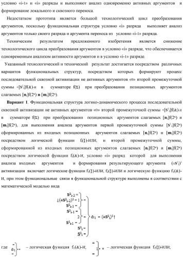 Функциональная структура логико-динамического процесса последовательной сквозной активизации неактивных аргументов &quot;0&quot; второй промежуточной суммы +[s2 i]f(&amp;)-и в сумматоре f( ) при преобразовании позиционных аргументов слагаемых [ni]f(2n) и [mi]f(2n) (варианты) (патент 2450325)