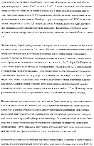 Впитывающие изделия, содержащие впитывающие материалы, проявляющие свойства отбухания/ вторичного набухания (патент 2490029)
