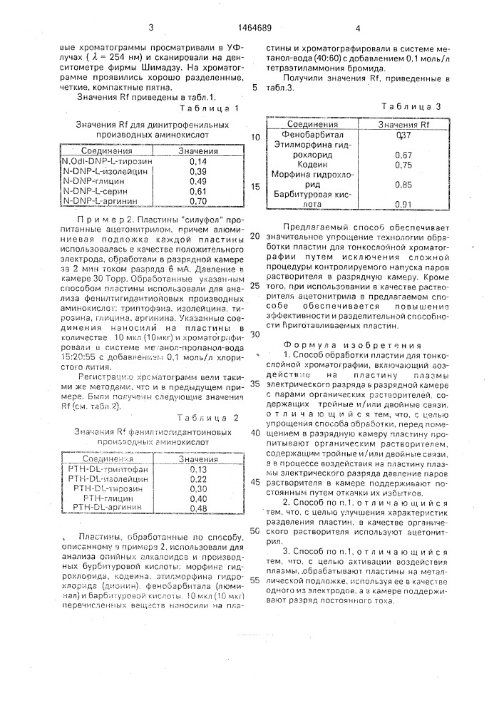 Способ обработки пластин для тонкослойной хроматографии (патент 1464689)