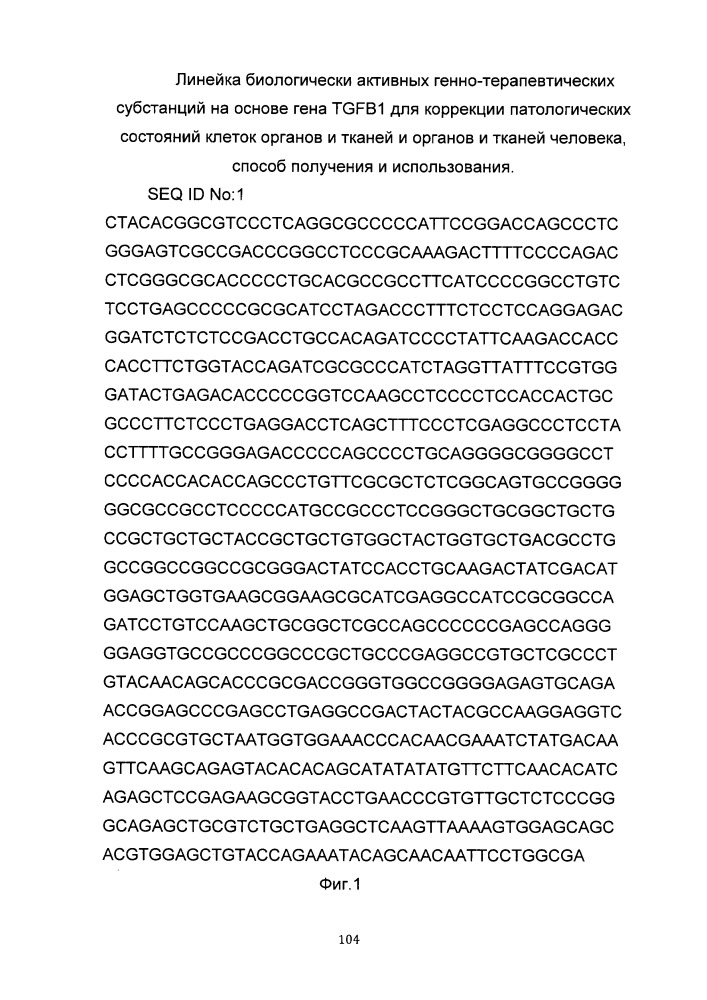 Линейка биологически активных генно-терапевтических субстанций на основе гена tgfb1 для коррекции патологических состояний клеток органов и тканей и органов и тканей человека, способ получения и использования (патент 2652312)
