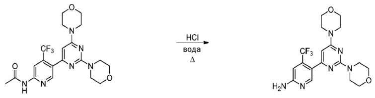 Усовершенствованный способ получения 5-(2,6-ди-4-морфолинил-4-пиримидинил)-4-трифторметилпиридин-2-амина (патент 2646760)