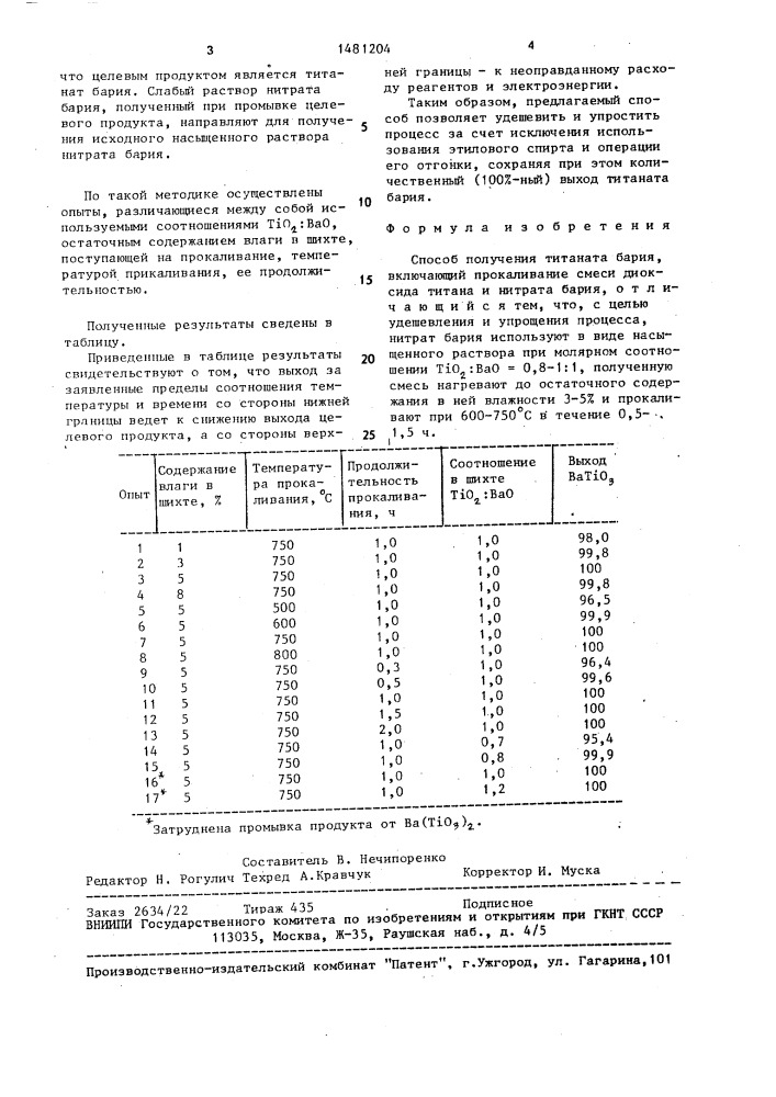 Способ получения титаната бария (патент 1481204)