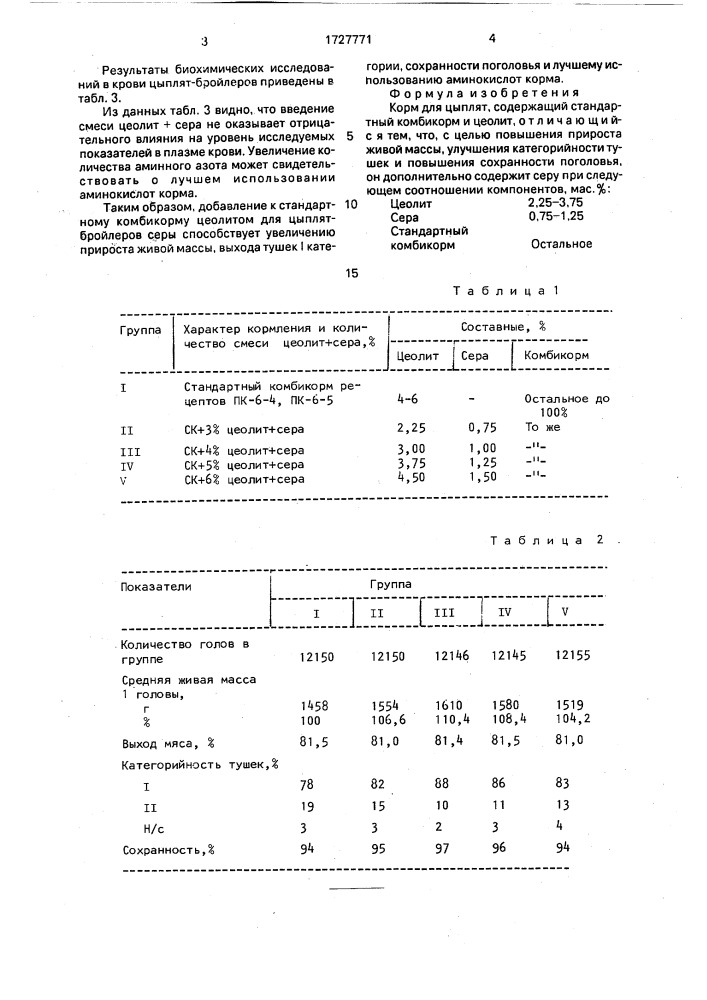 Корм для цыплят (патент 1727771)