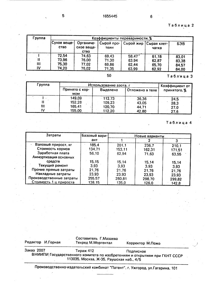 Кормовая добавка для бычков (патент 1655445)