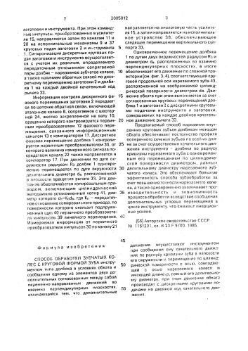 Способ обработки зубчатых колес с круговой формой зуба (патент 2005012)