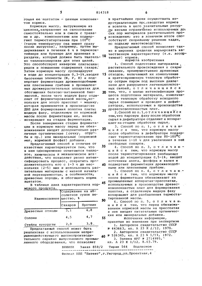 Способ подготовки материаловрастительного происхождения k скармли-ванию (патент 814318)