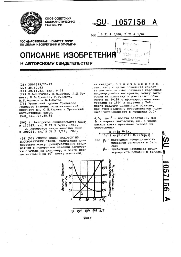 Способ ковки поковок из быстрорежущей стали (патент 1057156)