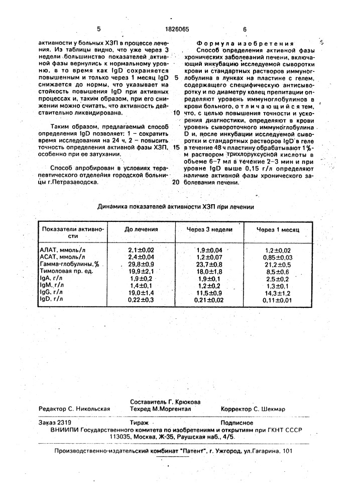 Способ определения активной фазы хронических заболеваний печени (патент 1826065)