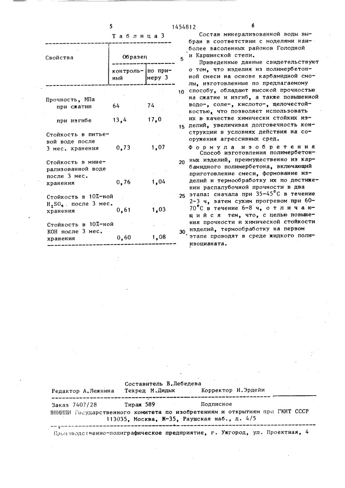 Способ изготовления полимербетонных изделий (патент 1454812)