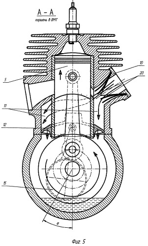 Двухтактный двигатель внутреннего сгорания без кривошипно-камерной продувки (патент 2291309)