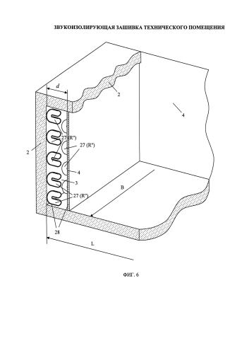 Звукоизолирующая зашивка технического помещения (патент 2579104)