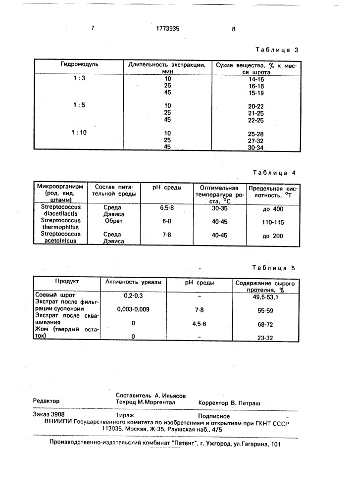 Способ получения белкового продукта из соевого шрота (патент 1773935)