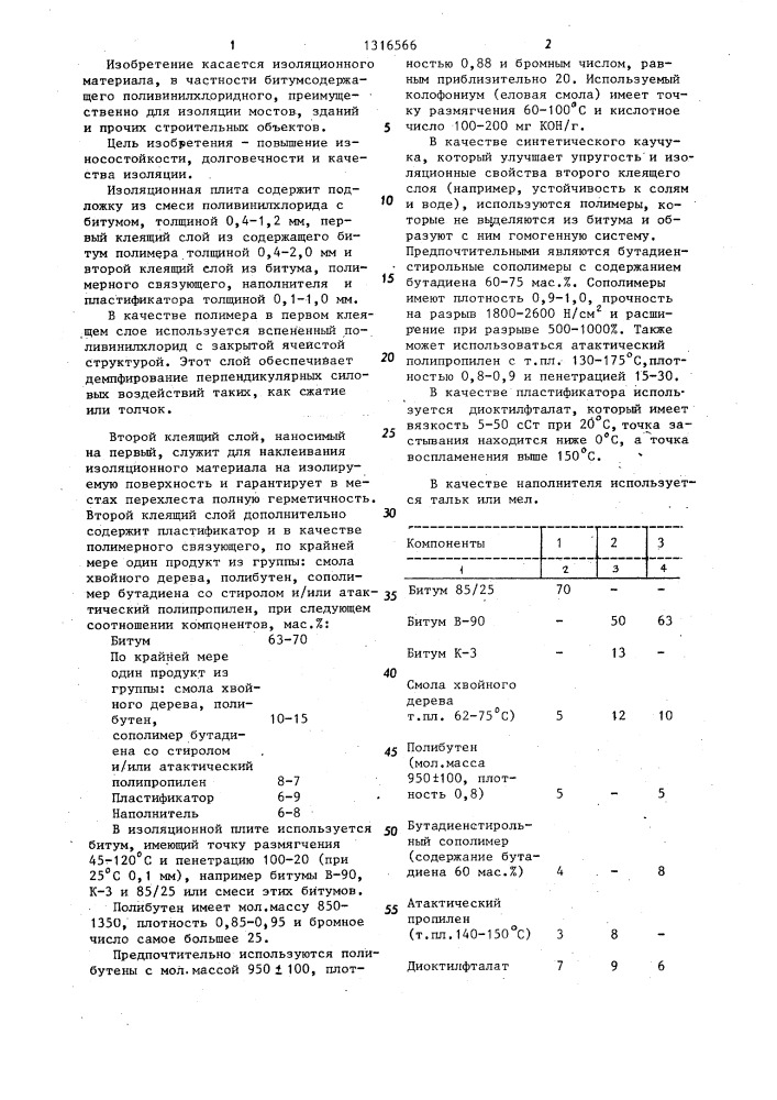 Изоляционная плита (патент 1316566)