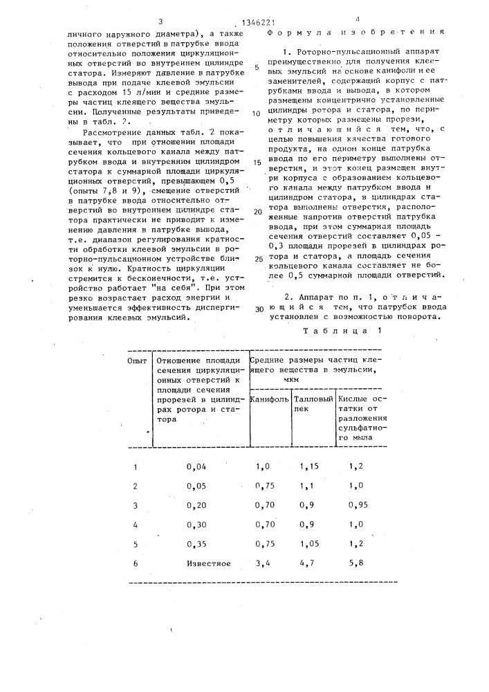 Роторно-пульсационный аппарат (патент 1346221)