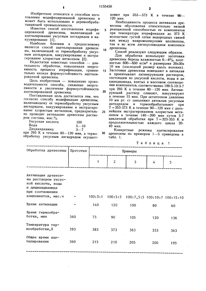 Способ модификации древесины (патент 1155450)