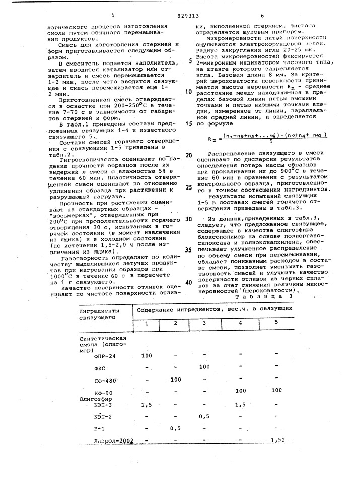 Связующее для изготовления литейныхстержней и форм b нагреваемой ochactke (патент 829313)