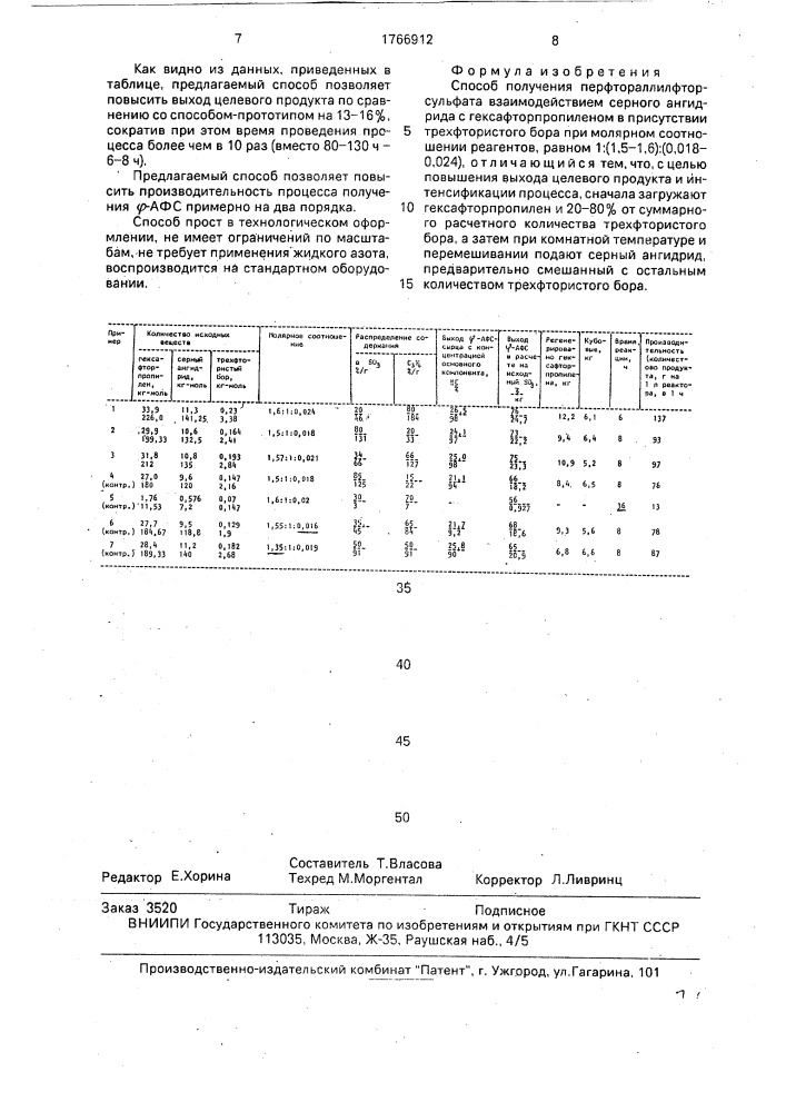 Способ получения перфтораллилфторсульфата (патент 1766912)