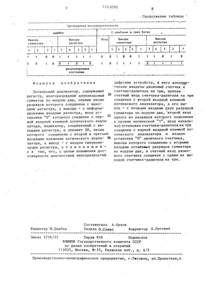 Логический анализатор (патент 1243099)