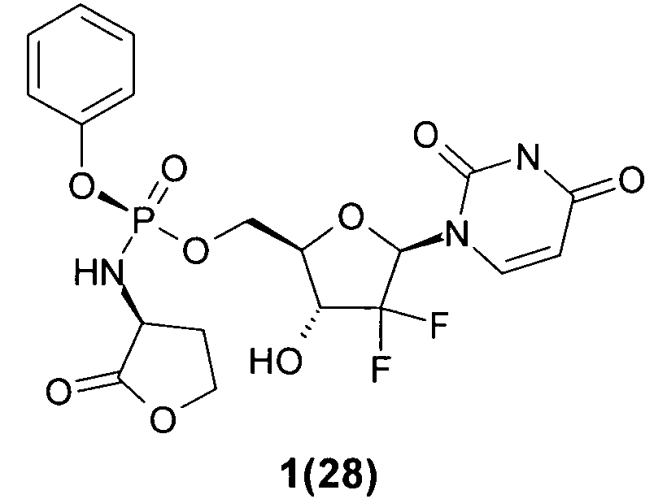 Замещенные (2r,3r,5r)-3-гидрокси-(5-пиримидин-1-ил)тетрагидрофуран-2-илметил арил фосфорамидаты (патент 2553996)