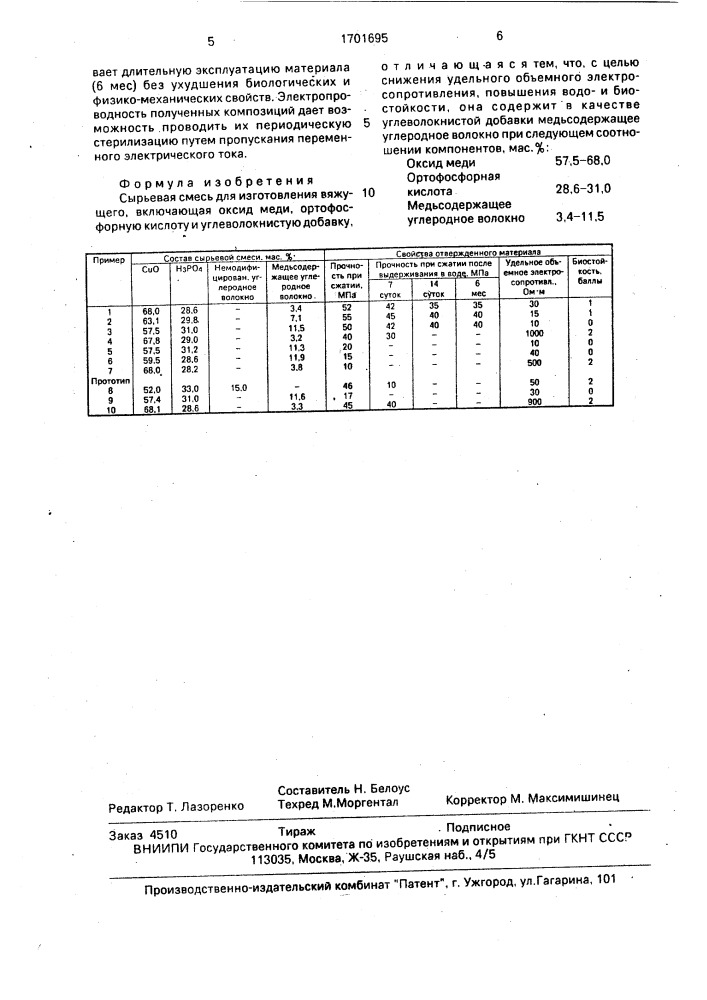 Сырьевая смесь для изготовления вяжущего (патент 1701695)