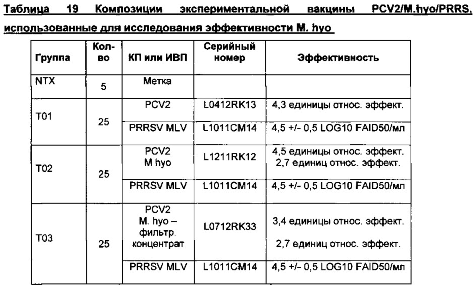 Комбинированная вакцина pcv/mycoplasma hyopneumoniae/prrs (pcv/mycoplasma hyopneumoniae/prrs combination vaccine) (патент 2644256)