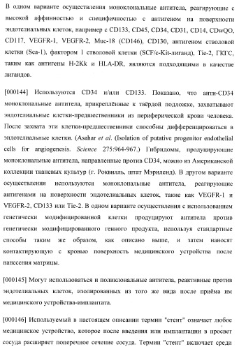 Захват эндотелиальных клеток-предшественников элюирующим лекарственные средства имплантируемым медицинским устройством (патент 2400256)
