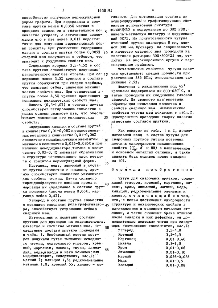 Чугун для сварочных прутков (патент 1638195)