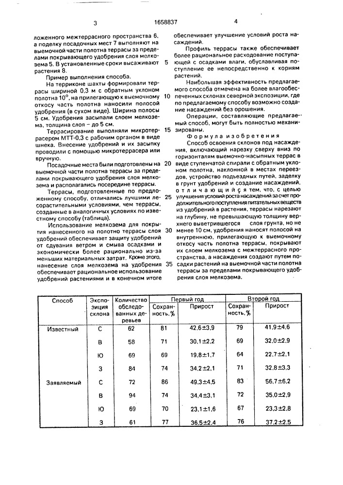 Способ освоения склонов под насаждения (патент 1658837)