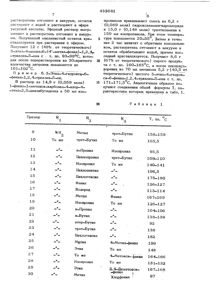 Способ получения 1,2.4^триазин-5-онов (патент 433681)