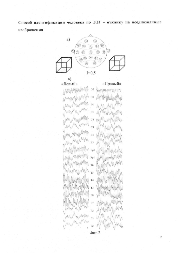Способ идентификации человека по ээг-отклику на неоднозначные изображения (патент 2653239)