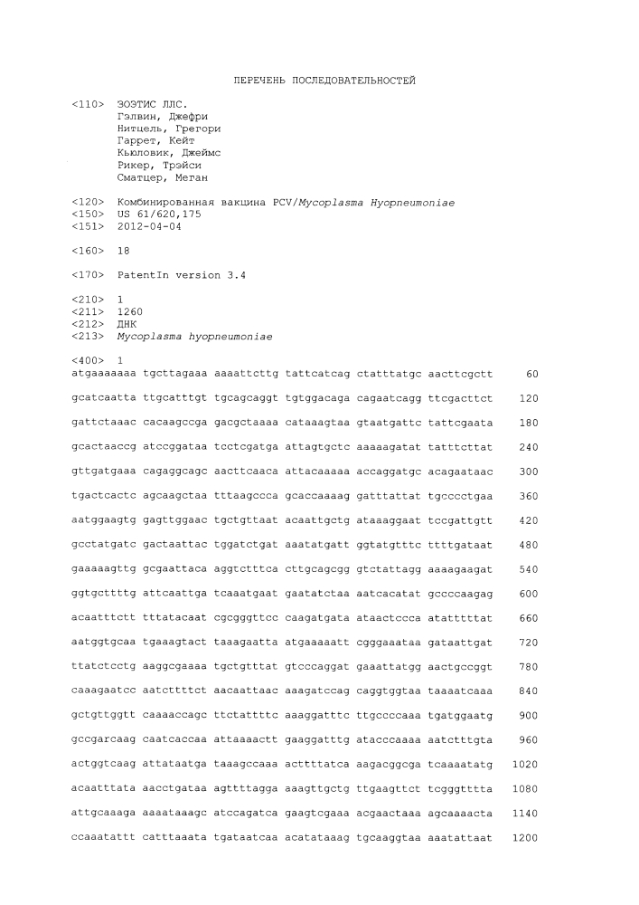 Комбинированная вакцина pcv/mycoplasma hyopneumoniae (патент 2615443)