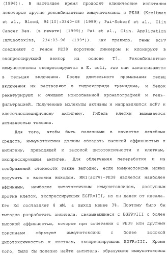 Scfv против egfrviii с улучшенной цитотоксичностью и выходом, иммунотоксины на их основе и способы их применения (патент 2317999)
