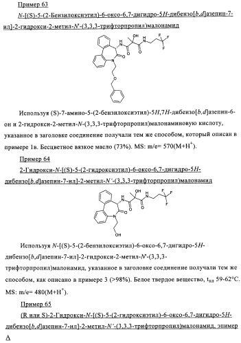 Малонамидные производные в качестве ингибиторов  -секретазы (патент 2440342)